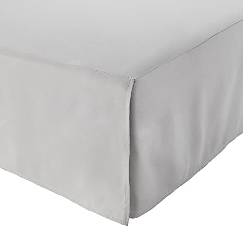 Amazon Basics Lightweight Pleated Bed Skirt - Queen, Bright White