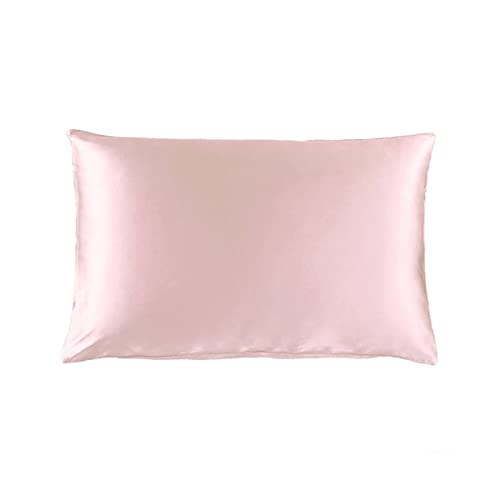  THXSILK 100% Natural Mulberry Silk Pillowcase For Hair And Skin Luxury 19 Momme Mulberry Silk Pillow Cases With Envelope Closure (Queen, Charming Pink)