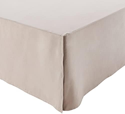 Amazon Basics Lightweight Pleated Bed Skirt - Queen, Bright White