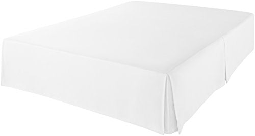 Amazon Basics Lightweight Pleated Bed Skirt - Queen, Bright White & Lightweight Super Soft Easy Care Microfiber Bed Sheet Set With 14-Inch Deep Pockets - Queen, Bright White