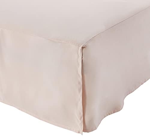 Amazon Basics Lightweight Pleated Bed Skirt - Queen, Bright White