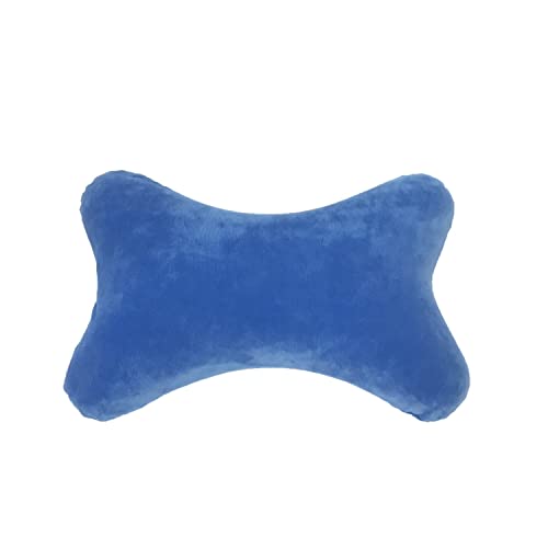  Bookishbunny 2 Packs Dog Bone Shaped Travel Neck Memory Foam Pillows With Removable Velvet Cover For Car Bus Truck Driving Comfort Head Rest Support (Blue)