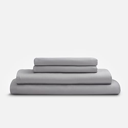  By SIJO 100% Organic Bamboo Sheet Set, Buttery Soft, Cooling For Hot Sleepers, Silky Breathable, Oeko-TEX, High GSM, 16" Deep Pockets - 3pc - 2 Pillowcases 1 Fitted Sheet (Fog, King)