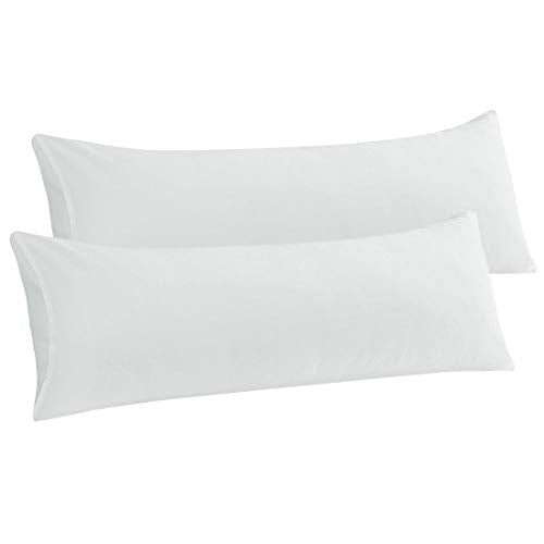  PiccoCasa 2 Packs Body Pillow Case, 110 GSM Brushed Microfiber Pillowcases No Zipper, Soft Full Body Pillow Covers For Long Pillows Body(20"x54") Snow White