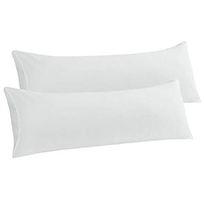  PiccoCasa 2 Packs Body Pillow Case, 110 GSM Brushed Microfiber Pillowcases No Zipper, Soft Full Body Pillow Covers For Long Pillows Body(20"x54") Snow White
