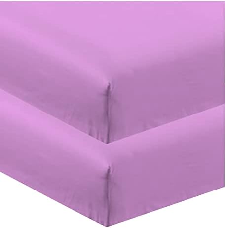  CC&DD HOME FASHION 2 Piece Fitted Sheet, Velvety Brushed Microfiber, Twin, Lavender