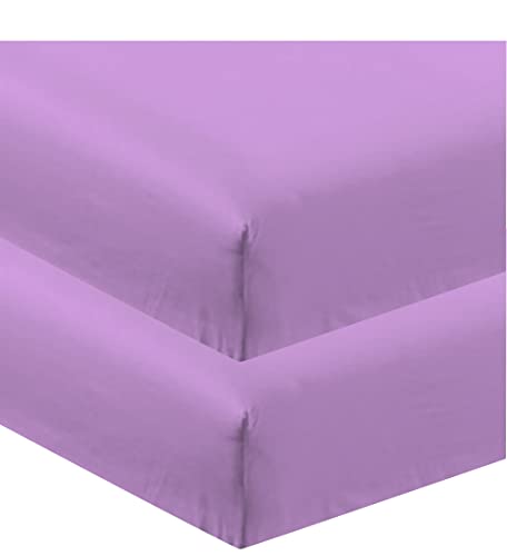  CC&DD HOME FASHION 2 Piece Fitted Sheet, Velvety Brushed Microfiber, Twin, Lavender
