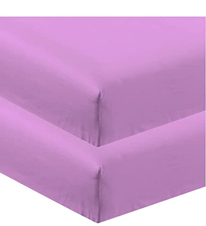  CC&DD HOME FASHION 2 Piece Fitted Sheet, Velvety Brushed Microfiber, Twin, Lavender