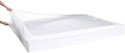  Box Spring Cover - Snug 4 Way Elastic Wrap Around Jersey Knit Alternative For Bed Skirt, Ultra Soft, Wrinkle Free, Queen, Gray