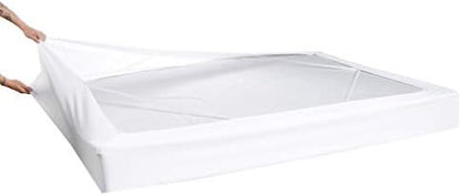  Box Spring Cover - Snug 4 Way Elastic Wrap Around Jersey Knit Alternative For Bed Skirt, Ultra Soft, Wrinkle Free, Queen, Gray