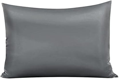  Satin Bed Pillowcase, Both Side Silky Soft Standard Size Satin Pillowcases For Hair And Skin, Bed Pillow Covers With Hidden Zipper, Pillow Protector, Pack Of 1 Piece (Standard, Deep Gray)