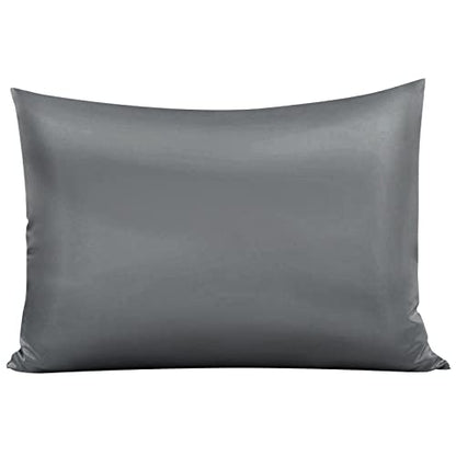  Satin Bed Pillowcase, Both Side Silky Soft Standard Size Satin Pillowcases For Hair And Skin, Bed Pillow Covers With Hidden Zipper, Pillow Protector, Pack Of 1 Piece (Standard, Deep Gray)