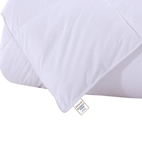  Abripedic Bamboo Fiber Filled Blanket, Down Alternative Duvet Insert, 100% Cotton Shell, Breathable, Hypoallergenic, Twin/Twin Extra Long Size, White