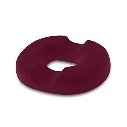  Trickonometry Donut Seat Cushion: Extra Firm Orthopedic Pillow- Lower Back, Hemorrhoid, Bed Sores, Pressure/ Pain Relief, Pregnancy, Postpartum, Surgery, Coccyx, Sciatica, Prostate (White) (Burgundy)﻿