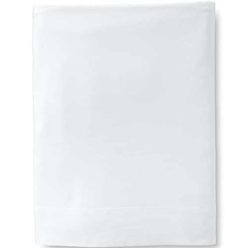  Lands' End 5oz Flannel Solid Flat Sheet White Queen Flat Sheet