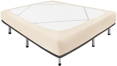  Biscaynebay Decorative Box Spring Cover Queen Size, Ivory Luxurious Jersey Knitting Stretchy Wrap Around 4 Sides Bed Skirt For Home/Hotels, Easy Fit Wrinkle Free Machine Washable