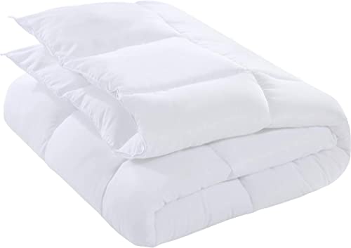  Down Alternative Comforter (Twin, White) - All Season Comforter - Plush Siliconized Fiberfill Duvet Insert - Box Stitched
