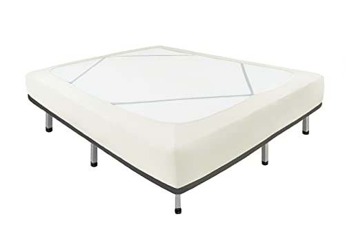  Biscaynebay Decorative Box Spring Cover Queen Size, Ivory Luxurious Jersey Knitting Stretchy Wrap Around 4 Sides Bed Skirt For Home/Hotels, Easy Fit Wrinkle Free Machine Washable