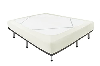  Biscaynebay Decorative Box Spring Cover Queen Size, Ivory Luxurious Jersey Knitting Stretchy Wrap Around 4 Sides Bed Skirt For Home/Hotels, Easy Fit Wrinkle Free Machine Washable