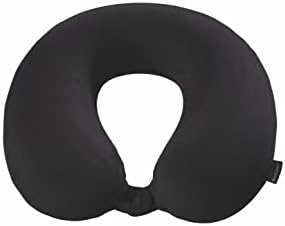  Brookstone Travel Pillow - 100% Microbead Comfort Classic Lightweight Ergonomic Plush Airplane Head And Neck Pillow With Phone Pocket, Black