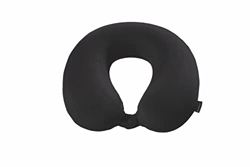  Brookstone Travel Pillow - 100% Microbead Comfort Classic Lightweight Ergonomic Plush Airplane Head And Neck Pillow With Phone Pocket, Black