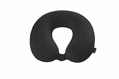  Brookstone Travel Pillow - 100% Microbead Comfort Classic Lightweight Ergonomic Plush Airplane Head And Neck Pillow With Phone Pocket, Black