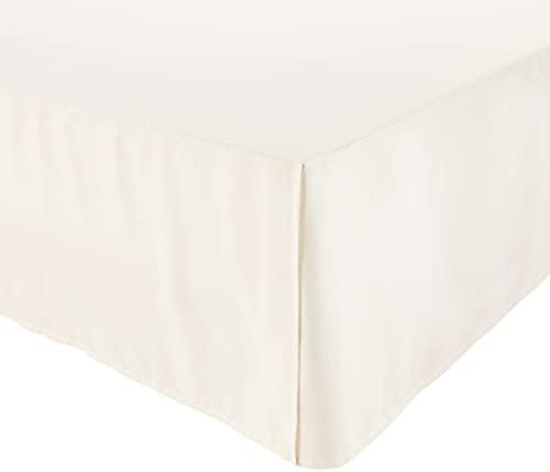 Amazon Basics Lightweight Pleated Bed Skirt - Queen, Bright White