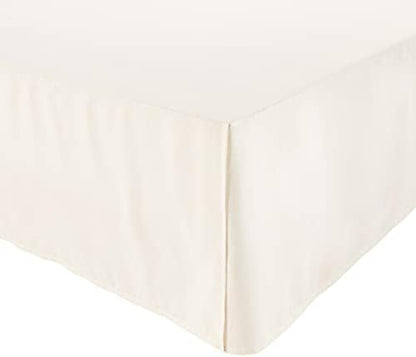 Amazon Basics Lightweight Pleated Bed Skirt - Queen, Bright White
