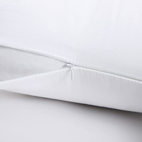  LOSAFEFE 100% Cotton Zippered Pillow Cases Standard Size Set Of 2, Super Soft & Breathable Pillow Protectors With Zipper, White Pillow Case Covers 20x26 Inches