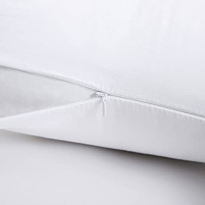  LOSAFEFE 100% Cotton Zippered Pillow Cases Standard Size Set Of 2, Super Soft & Breathable Pillow Protectors With Zipper, White Pillow Case Covers 20x26 Inches