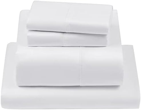  LBRO2M 1000 Thread Count 100% Egyptian Cotton Queen Size Sheets Set,Wrinkle Breathable Bed Sheet 4 Piece Sets,16 Inches Deep Pocket,Bedding Soft Comforterble,Sateen Weave Long Staple,White