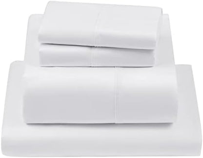  LBRO2M 1000 Thread Count 100% Egyptian Cotton Queen Size Sheets Set,Wrinkle Breathable Bed Sheet 4 Piece Sets,16 Inches Deep Pocket,Bedding Soft Comforterble,Sateen Weave Long Staple,White