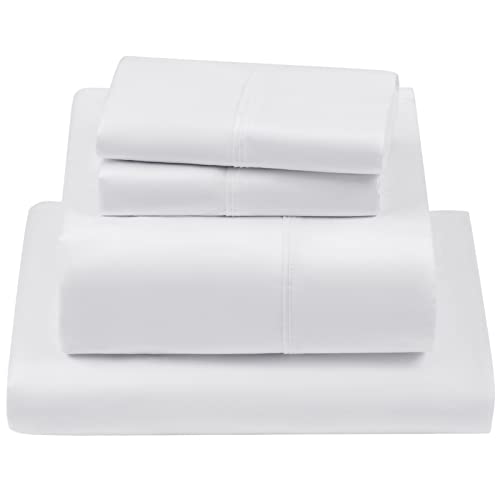  LBRO2M 1000 Thread Count 100% Egyptian Cotton Queen Size Sheets Set,Wrinkle Breathable Bed Sheet 4 Piece Sets,16 Inches Deep Pocket,Bedding Soft Comforterble,Sateen Weave Long Staple,White