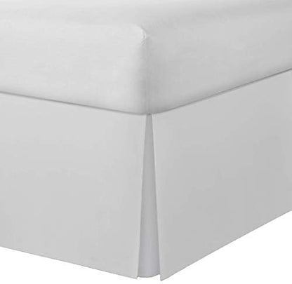 Lux Ux Hotel Microfiber Tailored Style Bed Skirt With Classic 14 Inch Drop Length, Queen, White