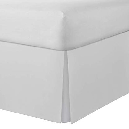 Lux Ux Hotel Microfiber Tailored Style Bed Skirt With Classic 14 Inch Drop Length, Queen, White