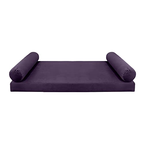  PROLINEMAX Style V5 Twin Size Velvet Knife Edge Indoor Daybed Bolster Pillow Cushion Mattress Fitted Sheet |Cover ONLY| AD339
