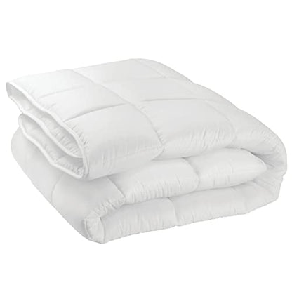  MDesign King All-Season Down Alternative Quilted Duvet Insert Or Stand-Alone Comforter - Plush Hypoallergenic Microfiber Fill, Box Stitched - Machine Washable - Optic White