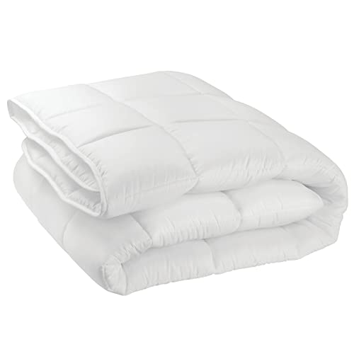  MDesign King All-Season Down Alternative Quilted Duvet Insert Or Stand-Alone Comforter - Plush Hypoallergenic Microfiber Fill, Box Stitched - Machine Washable - Optic White