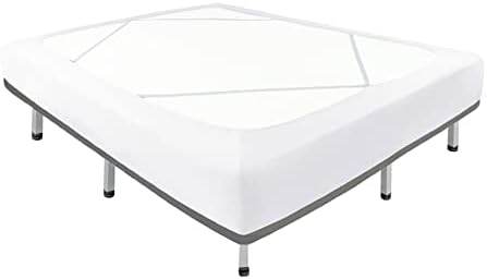  Biscaynebay Decorative Box Spring Cover Queen Size, Ivory Luxurious Jersey Knitting Stretchy Wrap Around 4 Sides Bed Skirt For Home/Hotels, Easy Fit Wrinkle Free Machine Washable