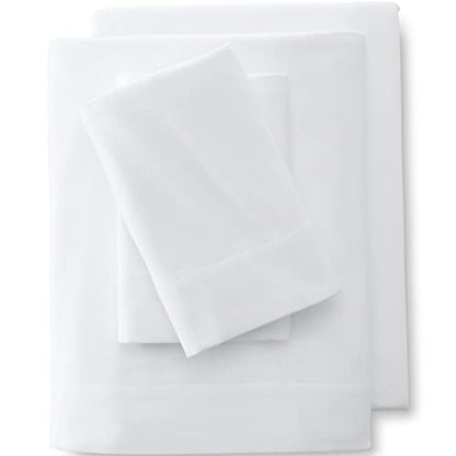  Lands' End 5oz Flannel Solid Flat Sheet White Queen Flat Sheet