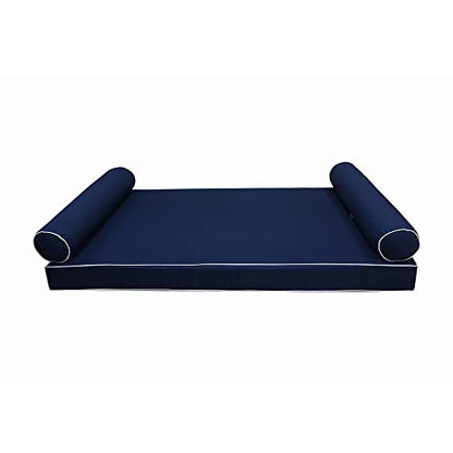  DBM IMPORTS *Cover ONLY*-Style 5 Outdoor Daybed Mattress Bolster Pillow Slipcovers Contrast Pipe Trim Twin-XL Size - AD101