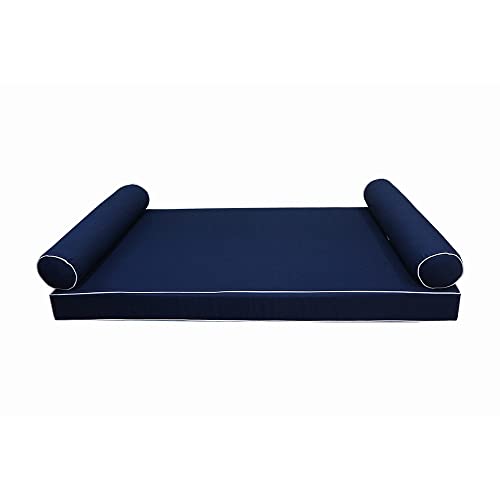  DBM IMPORTS *Cover ONLY*-Style 5 Outdoor Daybed Mattress Bolster Pillow Slipcovers Contrast Pipe Trim Twin-XL Size - AD101
