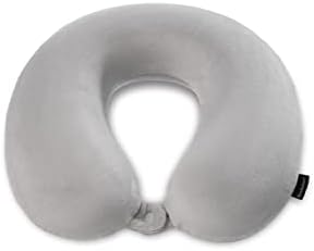  Brookstone Travel Pillow - 100% Microbead Comfort Classic Lightweight Ergonomic Plush Airplane Head And Neck Pillow With Phone Pocket, Black