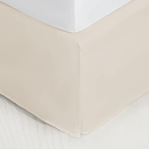 ONIVE Premium Bed Skirt Solid With Pleated Dust Ruffle 15-Inch Drop Easy To Put In Shrink Free And Fade Resistant (Beige, King)