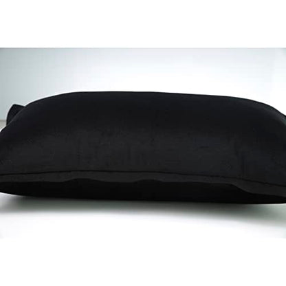  Pillow Perfect Indoor Velvet Collection Lumbar Pillow, 12" X 20", Black