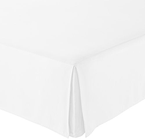 Amazon Basics Lightweight Pleated Bed Skirt - Queen, Bright White
