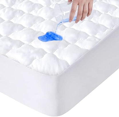  Full Size Mattress Protector Waterproof, Breathable & Noiseless Full Mattress Pad Cover Quilted Fitted With Deep Pocket Strethes Up To 14" Depth (54"x 75")