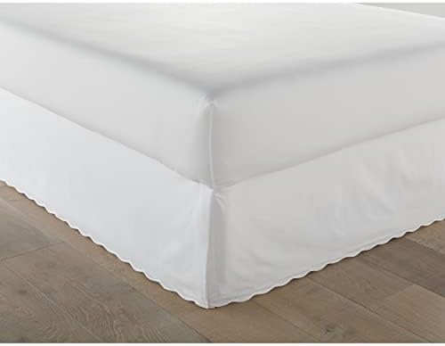  - Queen Bedskirt, Cotton Tailored Bedskirt, Simple Stylish Home Decor (Solid White, Queen)