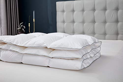  Winter Goose Feathers And Down Comforter Duvet Insert, 100% Cotton Cover, 58 Oz Fill Weight, Winter (California King)