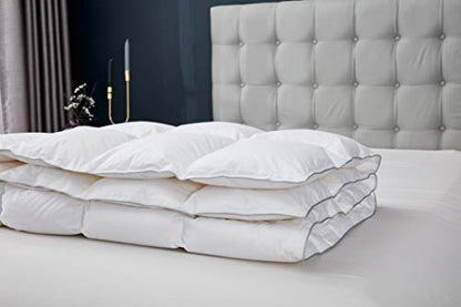  Winter Goose Feathers And Down Comforter Duvet Insert, 100% Cotton Cover, 58 Oz Fill Weight, Winter (California King)
